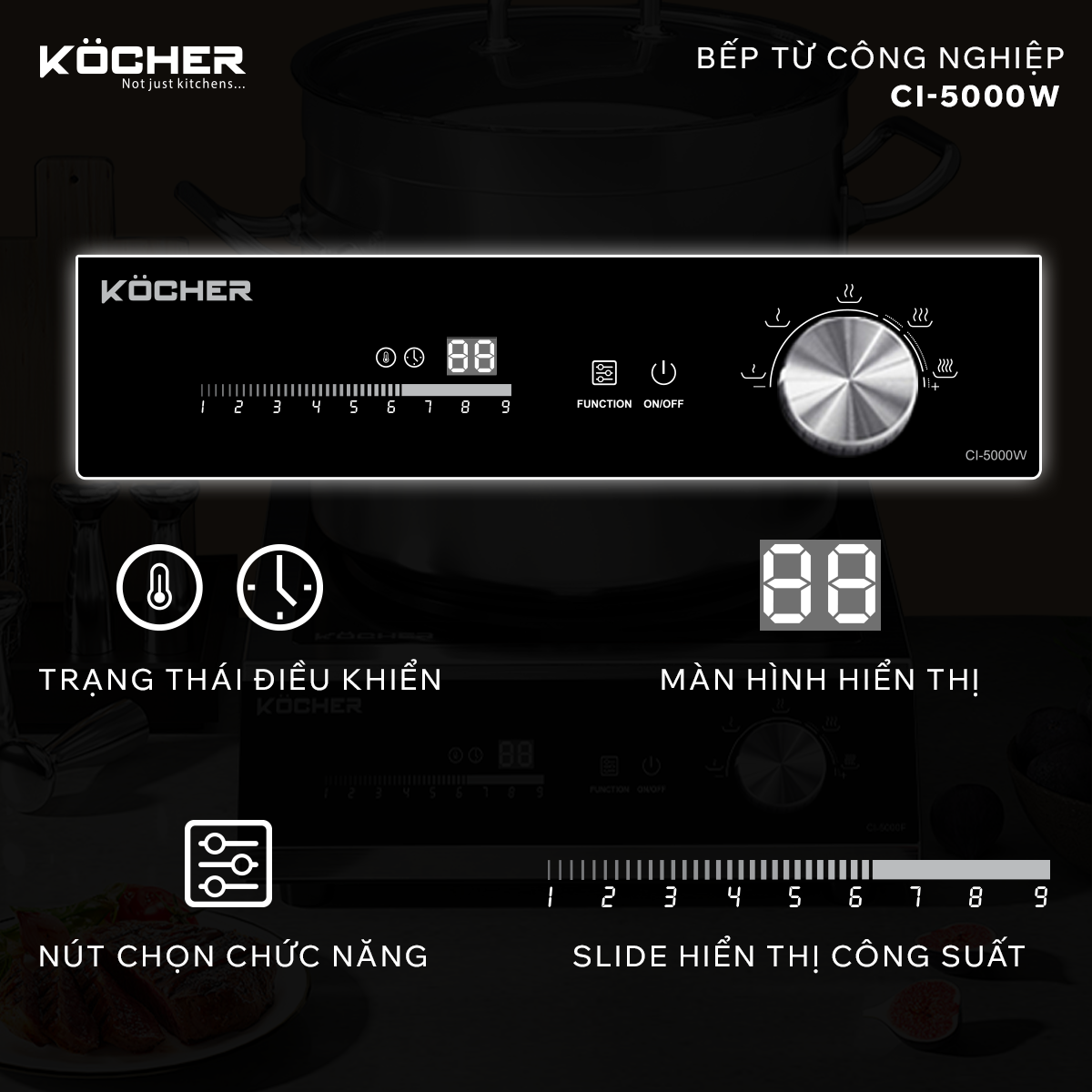 Bếp Từ Công Nghiệp Kocher CI-5000W - Hàng Chính Hãng