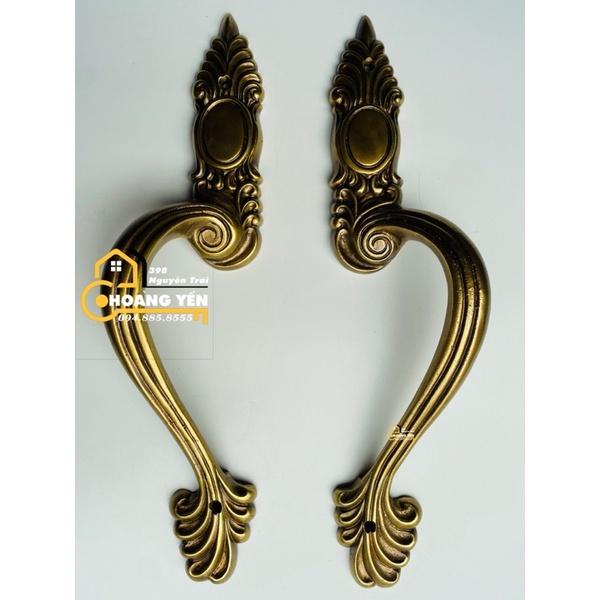 Tay nắm đồng, tay nắm cửa bằng đồng tân cổ điển 40cm - vếch T24