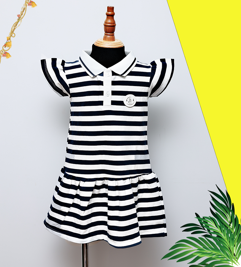 ĐẦM BÉ GÁI POLO KẺ SỌC TRẮNG XANH BÈO LAI
