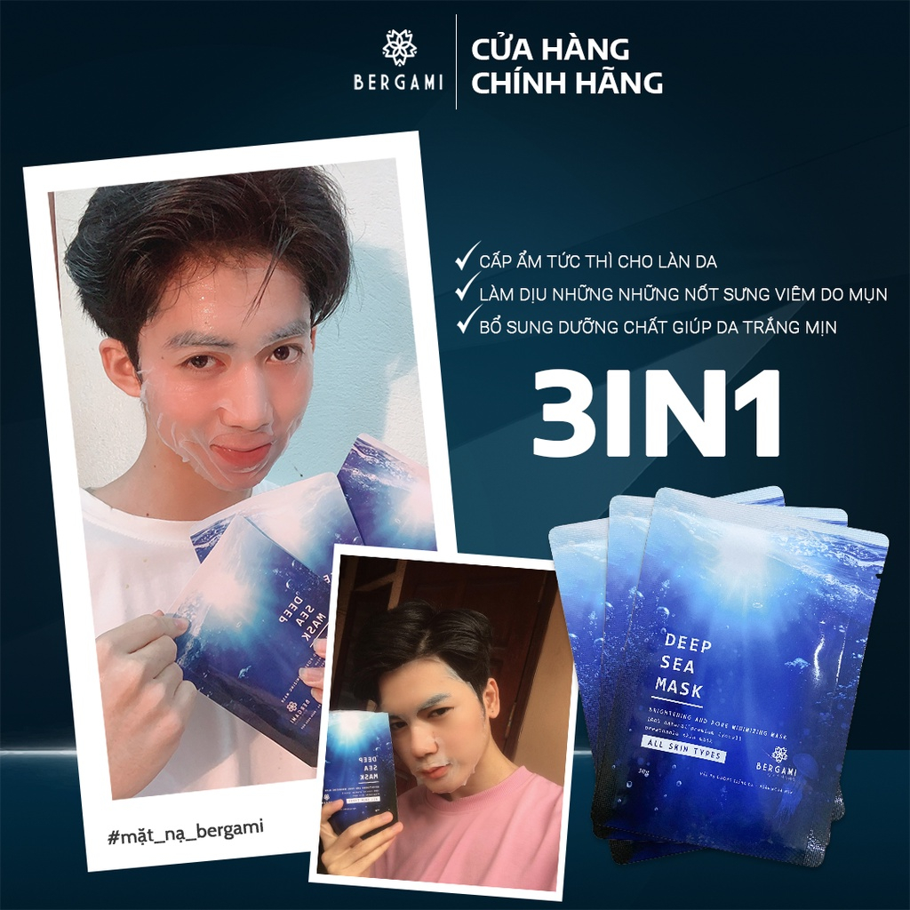 Mặt Nạ Giấy Tinh Chất Tảo Biển Dưỡng Ẩm Trắng Da Nâng Tone Bergemi Deep Sea 30g/1 miếng