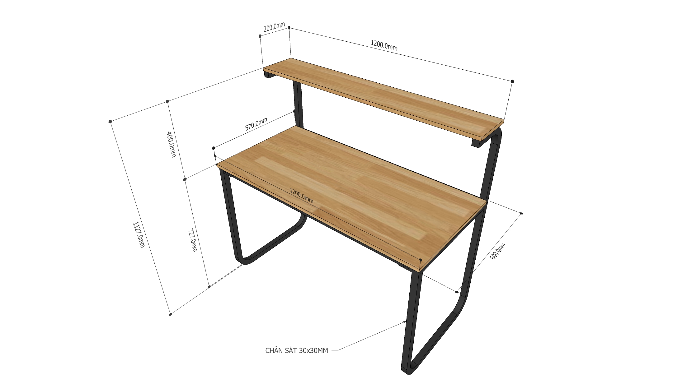 Bàn học kết hợp kệ trang trí UBAN HomeOffice 120x60x113(cm)