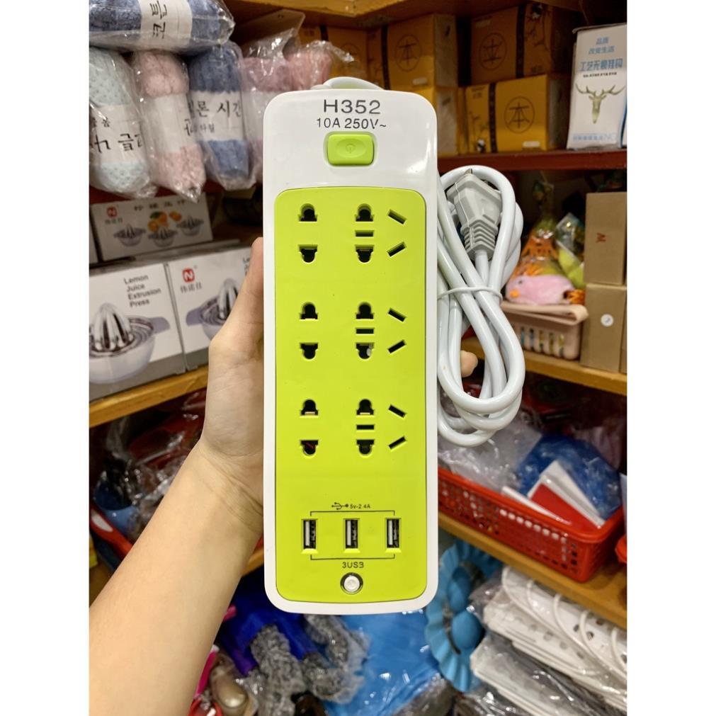 Ổ điện xanh chống giật 6 phích cắm 3 cổng usb đa năng tiện lợi an toàn