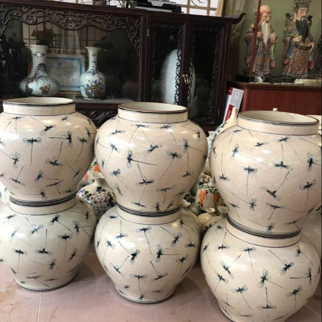 Lu men rạn giả cổ vẽ chuồn và hoa dây H30