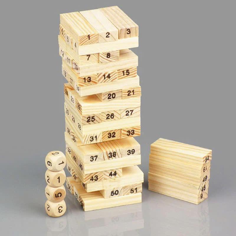 Đồ Chơi Rút Gỗ Loại To (54 Thanh + 4 Xúc Xắc) - Đồ Chơi Trẻ Em Phát Triển Trí Tuệ - Đồ Chơi Thông Minh Toy