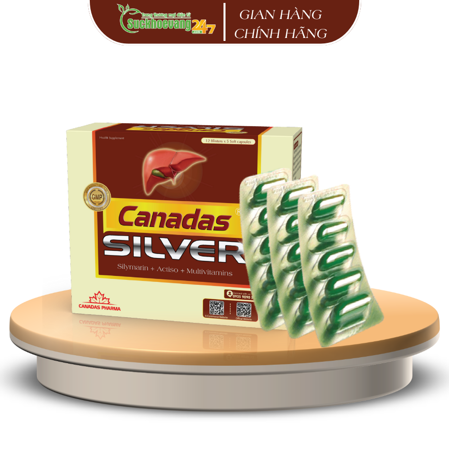 Viên uống tăng cường chức năng gan Canadas SILVER hiệu quả cho người gan nhiễm mỡ, men gan cao - Hộp 60 viên