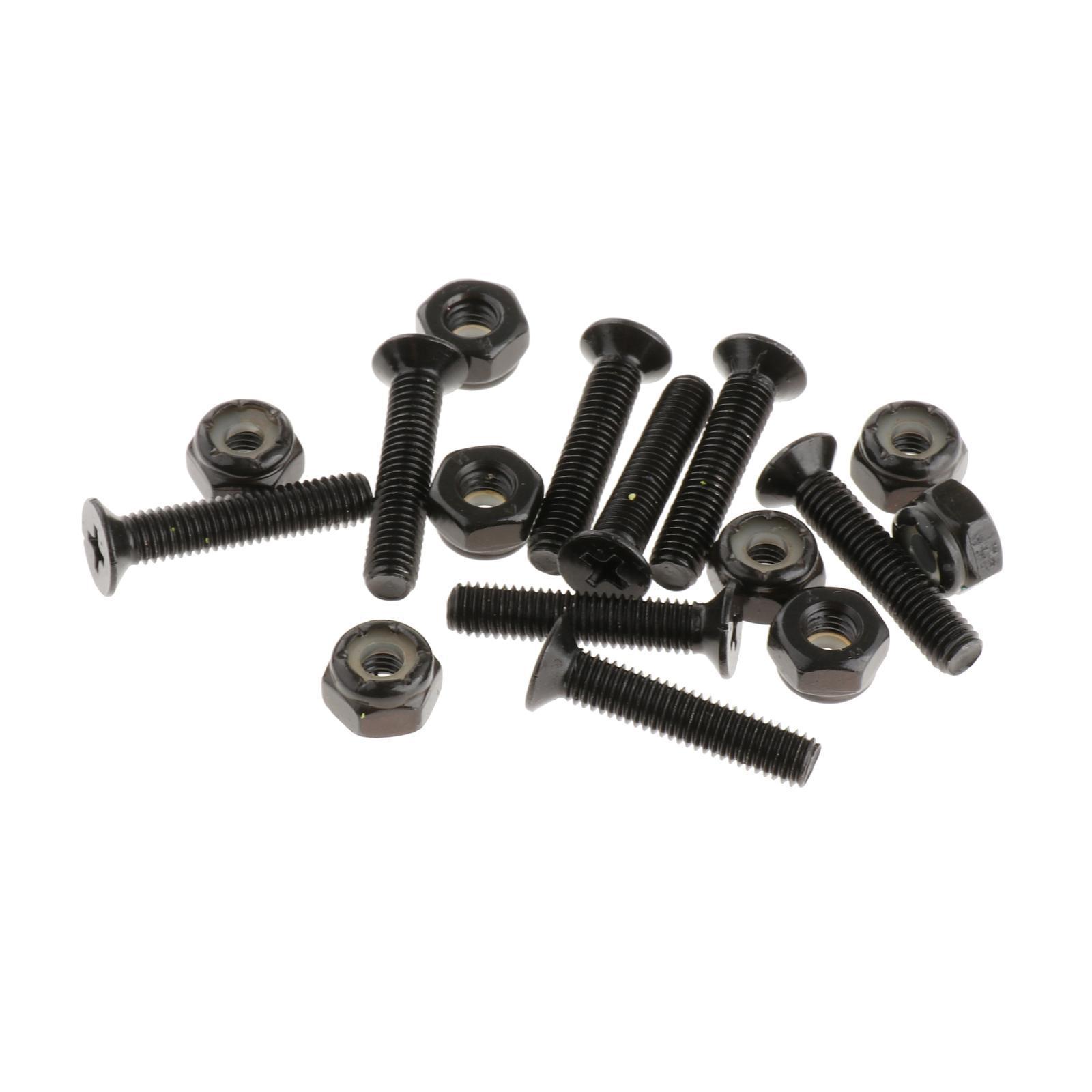 8x Longboard Skateboard Wheel Installing Hardware Screws Nuts Bolts Black