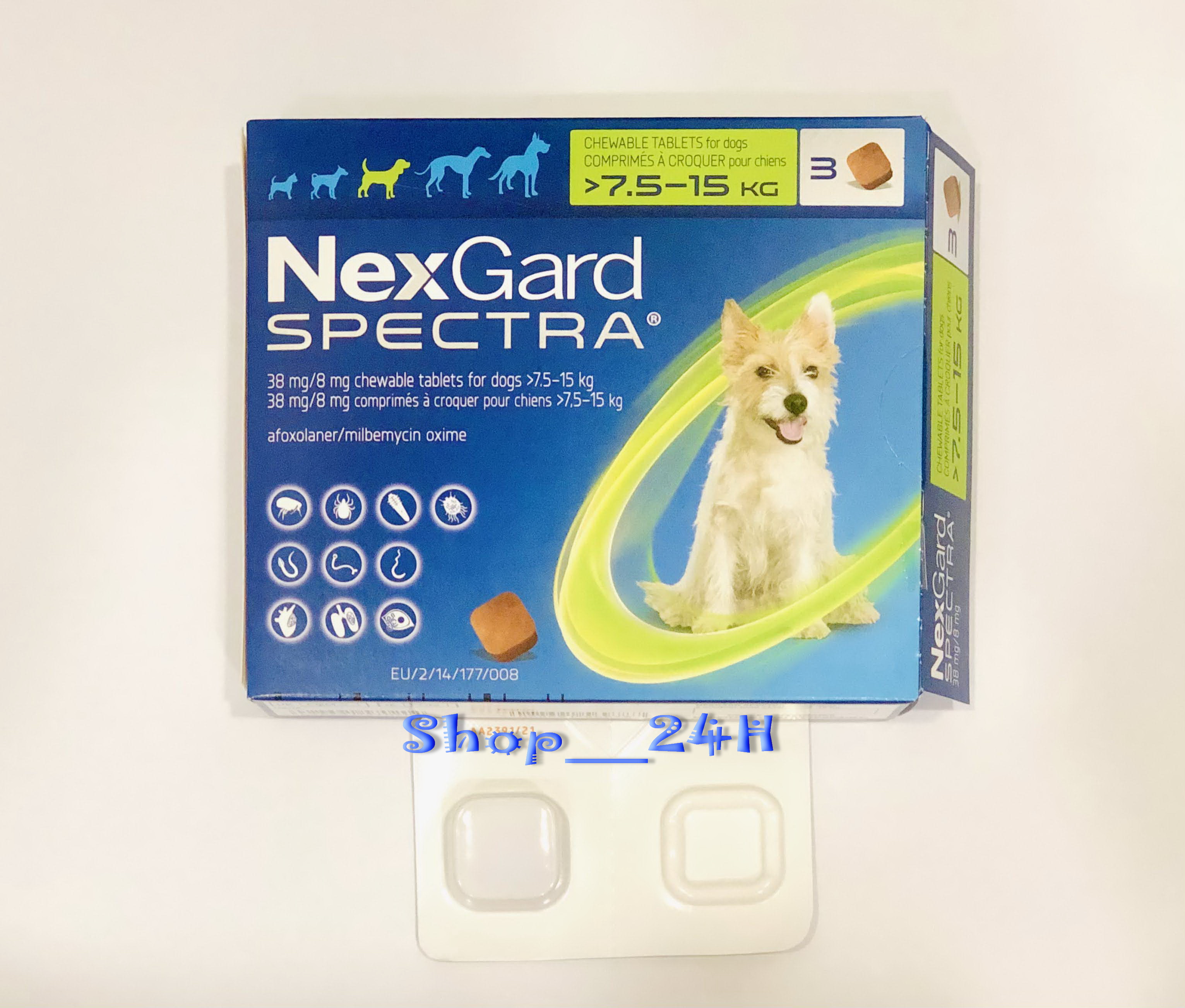 1 viên NexGard Spectra trị giun, ve rận, ghẻ, viêm da (chó 7,5 - 15kg)