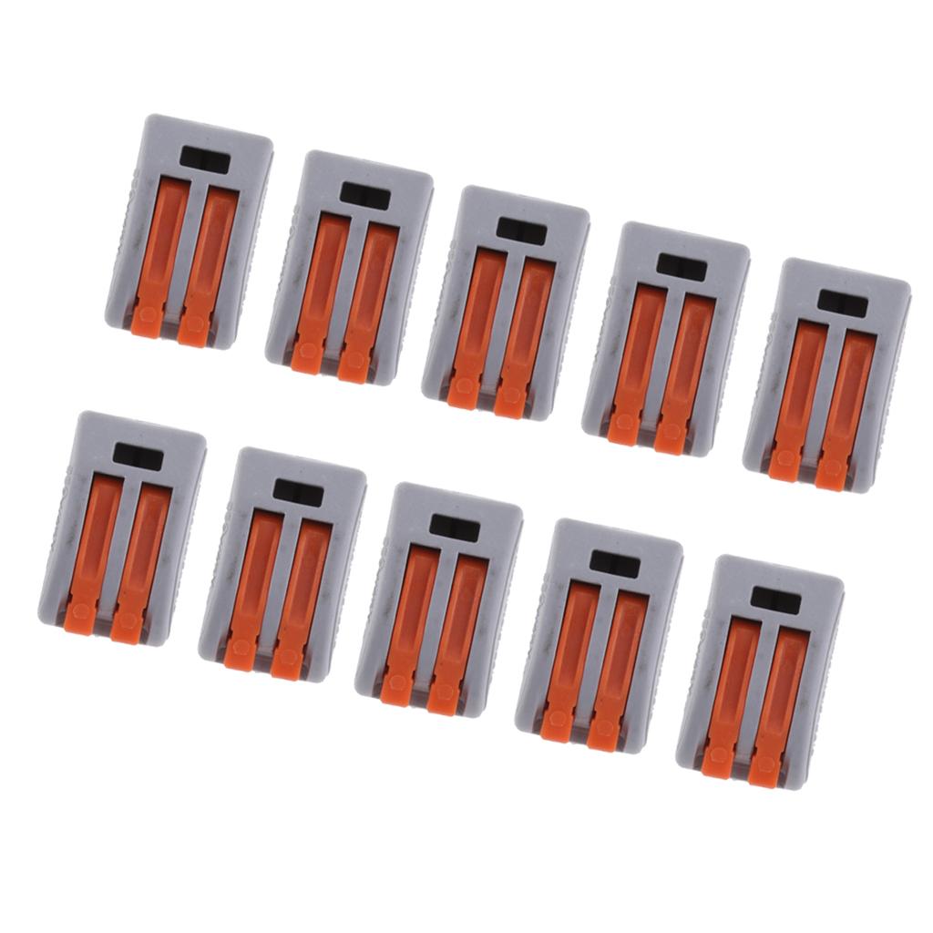 5x10Pcs Spring Lever-Nuts Terminal Block Electric Cable Wire Connectors 2 Way