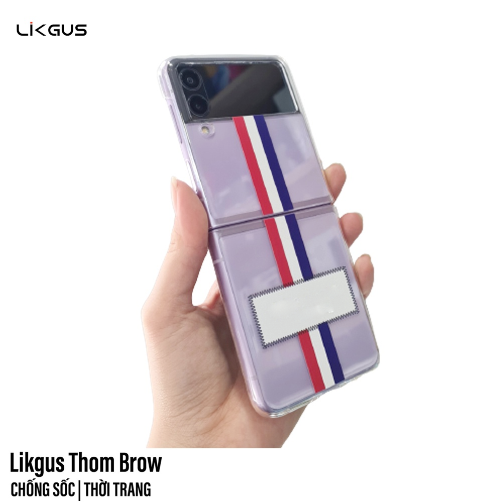 Ốp lưng chống sốc trong suốt cho Samsung Galaxy Z Flip 4 hiệu Likgus Thom Brow (chất liệu cao cấp, thiết kế thời trang họa tiết 3 sọc màu) - hàng nhập khẩu