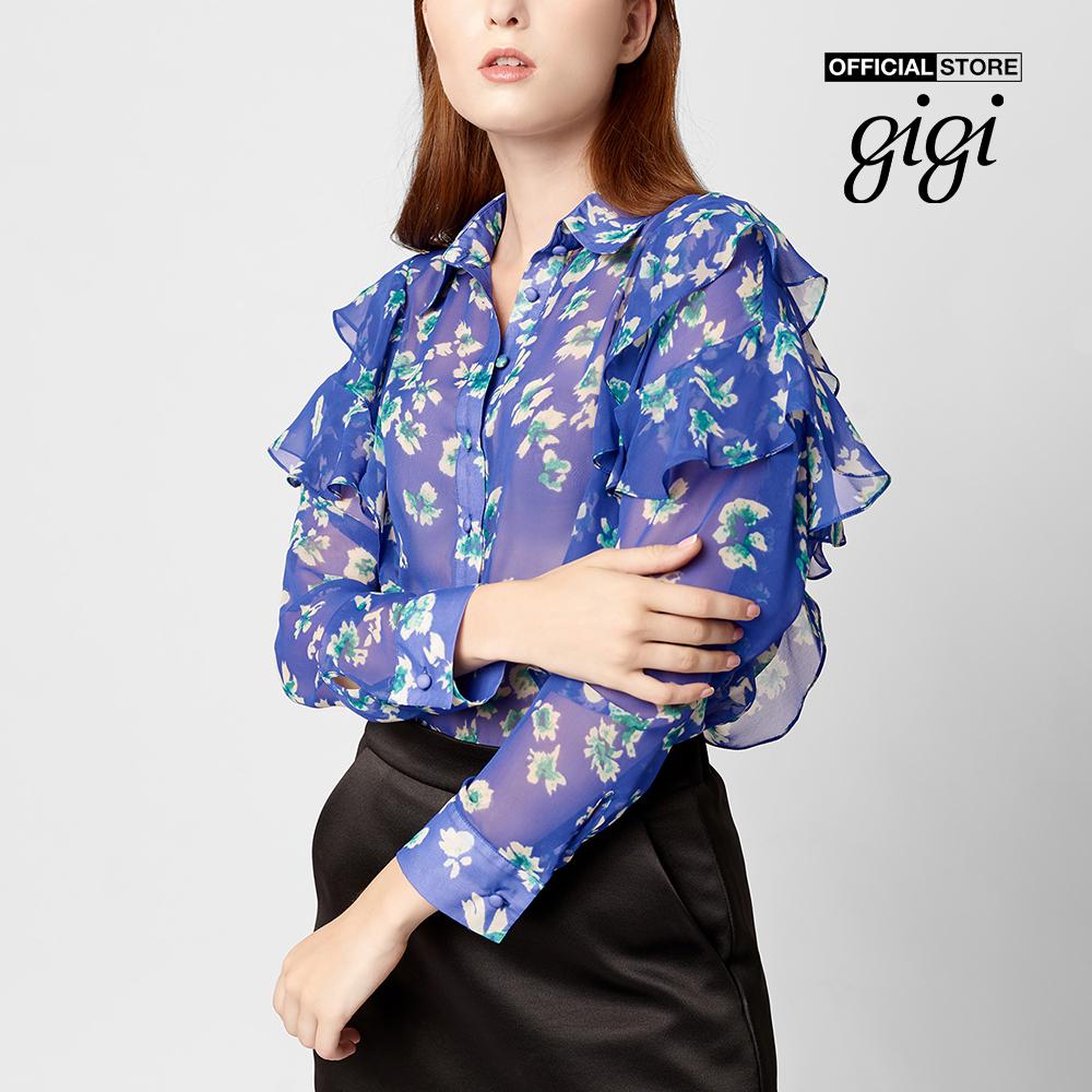 GIGI - Áo sơ mi nữ cổ bẻ tay dài phối họa tiết hoa thời trang G1108B211207