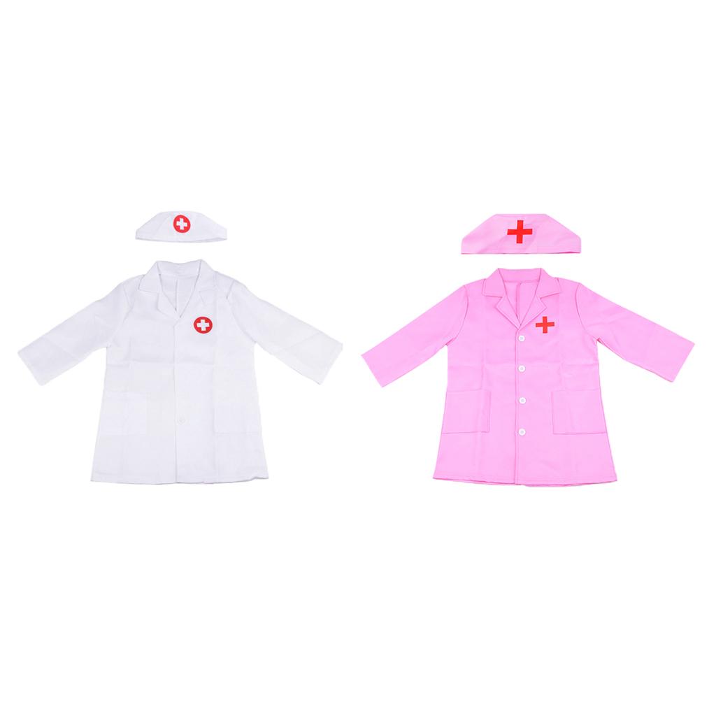 2x Kids Doctor Coat Nurse Uniform Fancy Dress Up Cosplay Costume