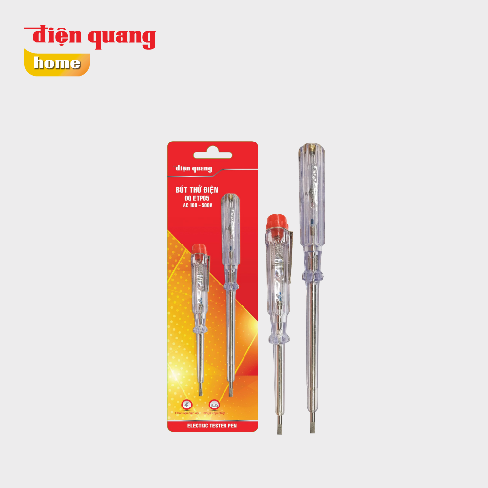 Bộ bút thử điện Điện Quang ĐQ ETP05 (Bộ 2 cây, đầu vít dẹp, 190 mm và 140 mm)