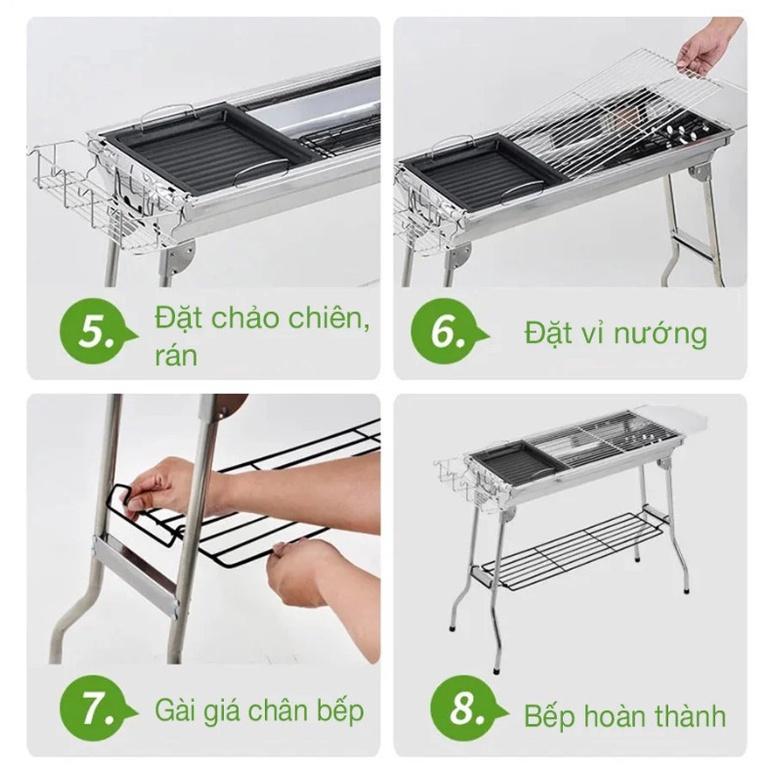 Lò nướng than inox ngoài trời BBQ Full Set (73 x 33 x 71)cm