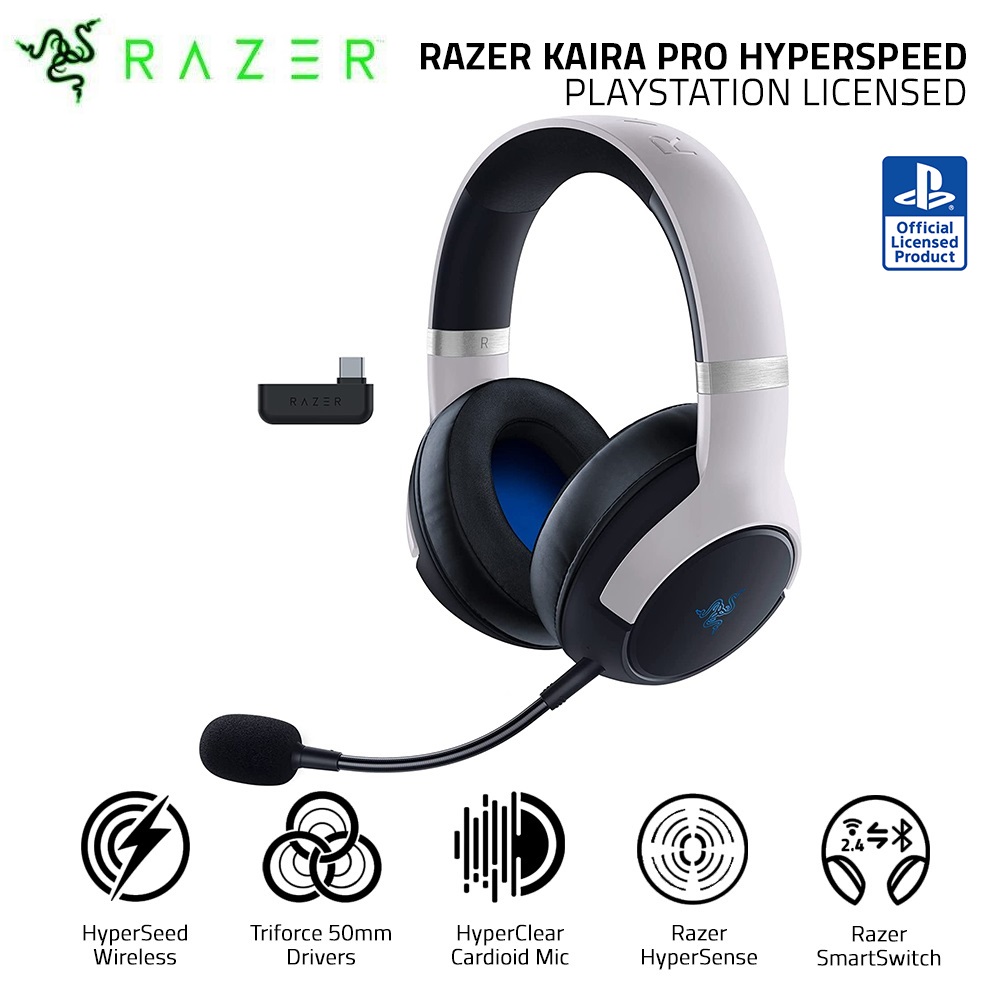 Tai nghe chơi Game Razer Kaira HyperSpeed Licensed PlayStation 5 Wireless - Hàng chính hãng