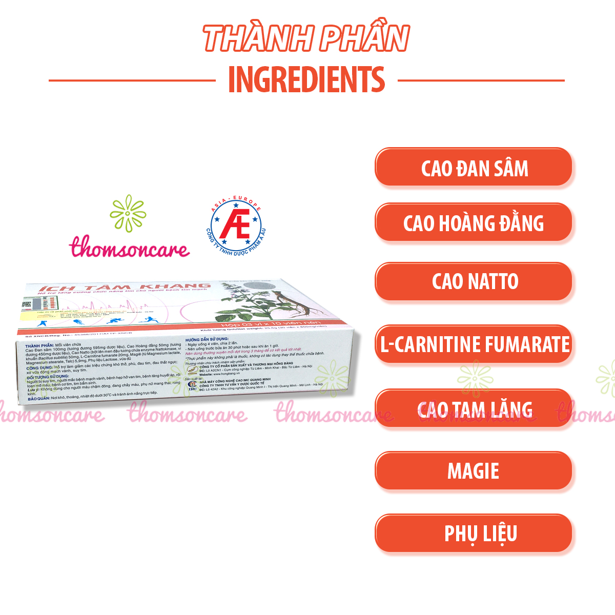 Ích tâm khang - Có tem tích điểm chính hãng Á Âu- Ổn định nhịp tim, ngăn ngừa đột quỵ