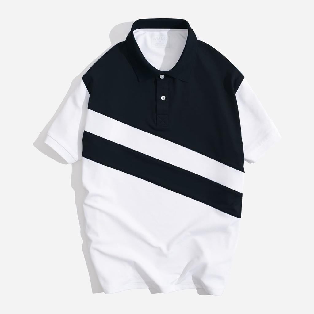 Áo Polo nam cổ bẻ thun basic cộc tay vải cá sấu cotton, áo thun nam có cổ PHỐI CHÉO phong cách trẻ trung AT06 - PROMAN