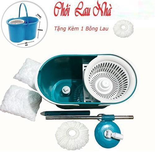 Chổi Lau Nhà Xoay 360 Độ, Chổi Lau Nhà Tặng Kèm 2 Bông Lau Và Móc Chổi Song Anh