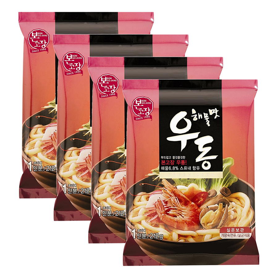 Combo 4 Gói Mì Udon Hanil Food Hải Sản (212g / Gói)