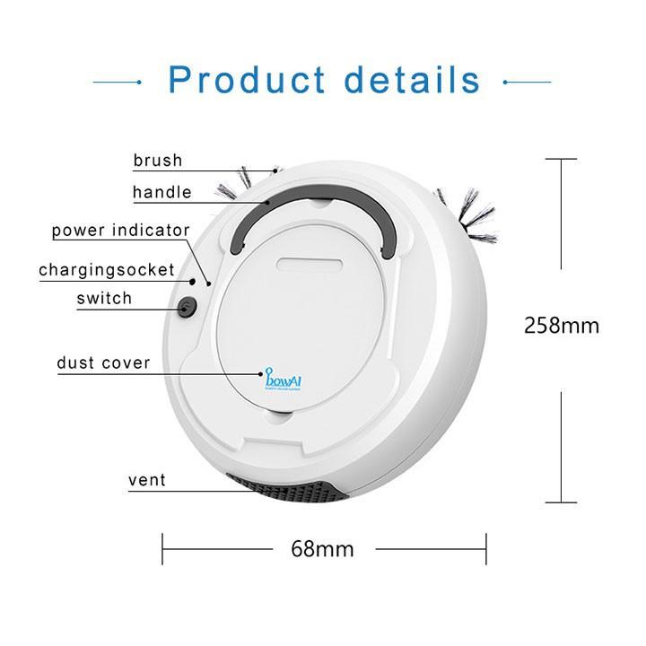 Robot hút bụi Bowai thông minh Tự Động Hút Bụi - Quét-Lau Sàn - Cảm Ứng Thông Minh.