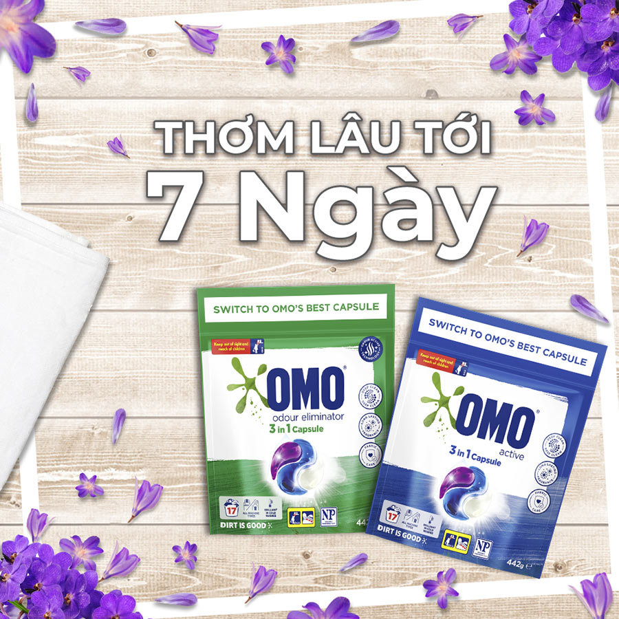 Combo 2 Túi Viên Giặt Tiện Lợi OMO công nghệ Anh Quốc - 17 viên/túi