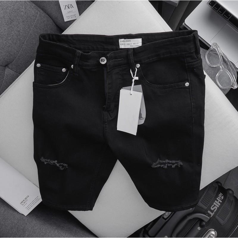 Quần short jean nam đen size đại co giãn