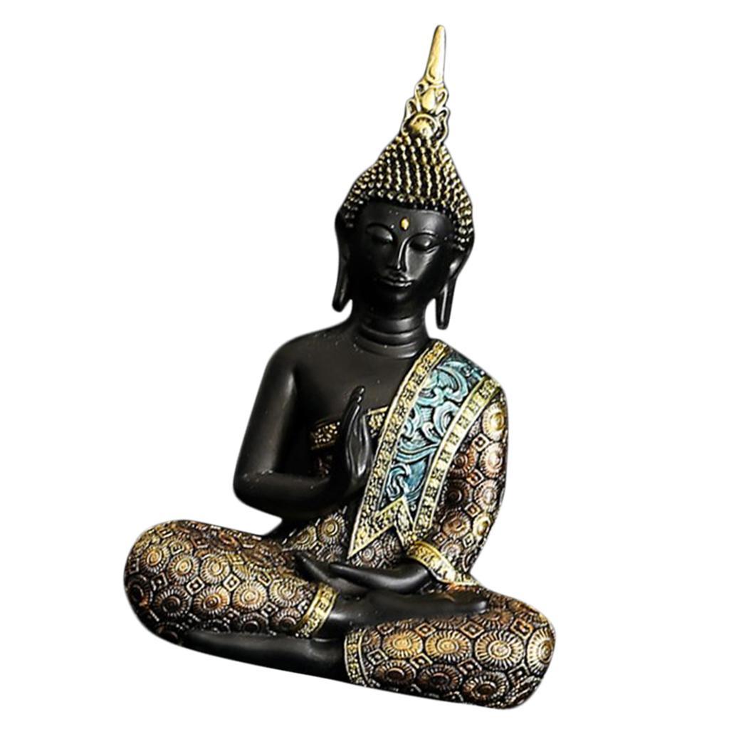 Thai Resin Buddha Meditating Statue Figurine Sculpture Ornaments  Office