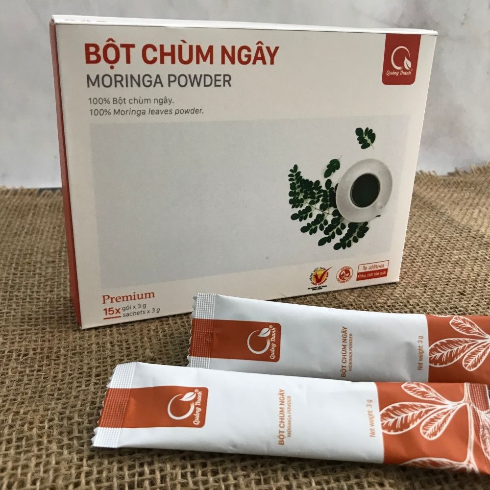 Hộp Bột Chùm Ngây Quảng Thanh gói nhỏ 15x3g - Bổ sung vitamin và nguồn dinh dưỡng - Phòng ngừa nhiều bệnh nguy hiểm