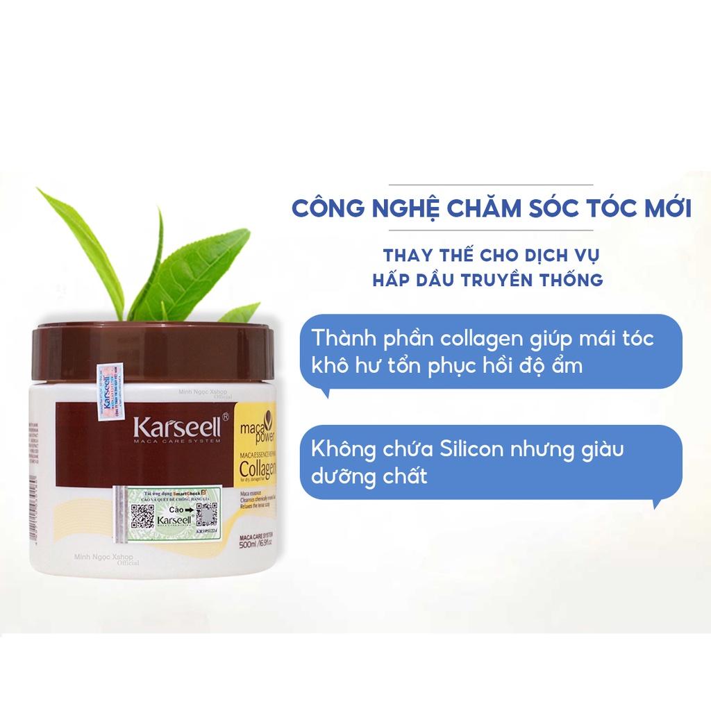 Kem ủ tóc Collagen KARSEELL dạng hũ 500ml, dầu hấp phục hồi siêu mượt chuẩn salon ngay tại nhà