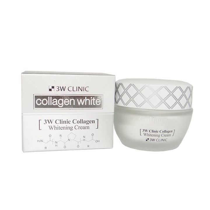 Combo Bộ 2 Sản Phẩm Dưỡng Trắng Da Tinh Chất Collagen 3W Clinic Hàn Quốc ( Kem Dưỡng Da + Nước Hoa Hồng )