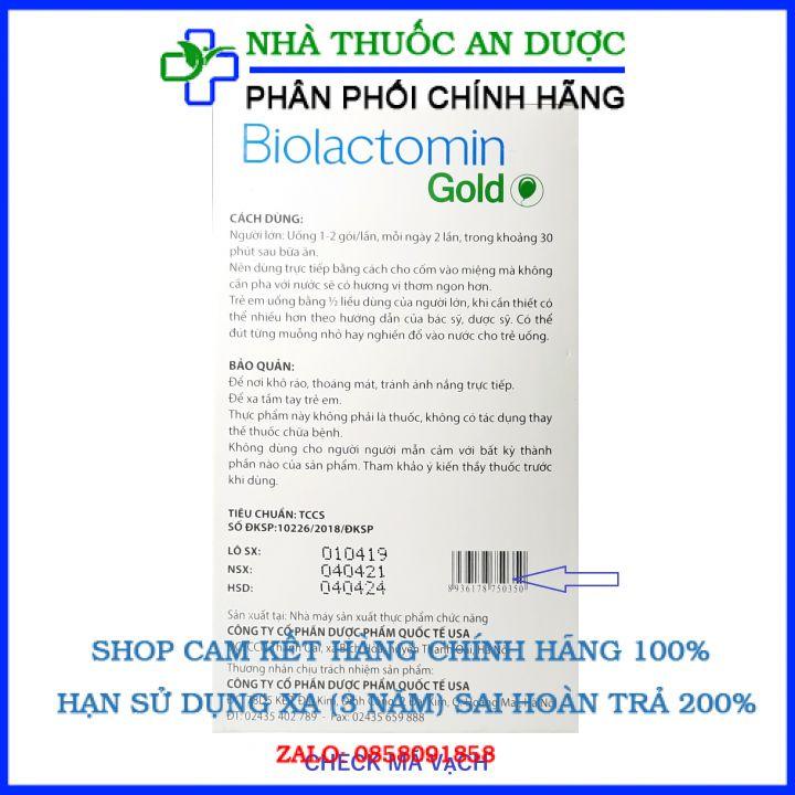 Men tiêu hóa vi sinh đường ruột Biolactomin Gold cân bằng hệ vi sinh, hỗ trợ rối loạn tiêu hóa, giúp ăn ngon – Hộp 30 gó
