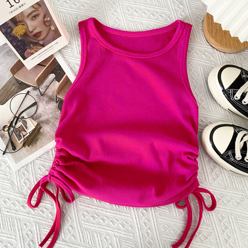 Áo ba lỗ nữ basic dây rút phong cách mùa hè năng động ÁO CROPTOP BA LỖ NGƯỢC ALALA