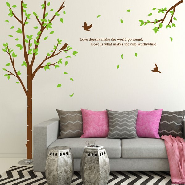 Decal Dán Tường Trang Trí Cây Và Chim 1