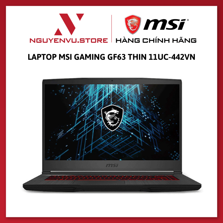 Laptop MSI Gaming GF63 Thin 11UC-442VN ( i7 11800H | 8GB RAM | 512GB SSD | RTX3050 4GB | 15.6 inch FHD 60Hz | Win10 | ĐEN ) - Hàng Chính Hãng