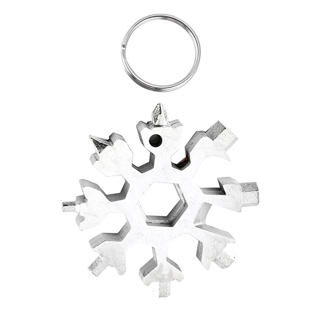 18 In 1 Stainless Steel Snowflake Multi tool Keychain Hand Tool Silver