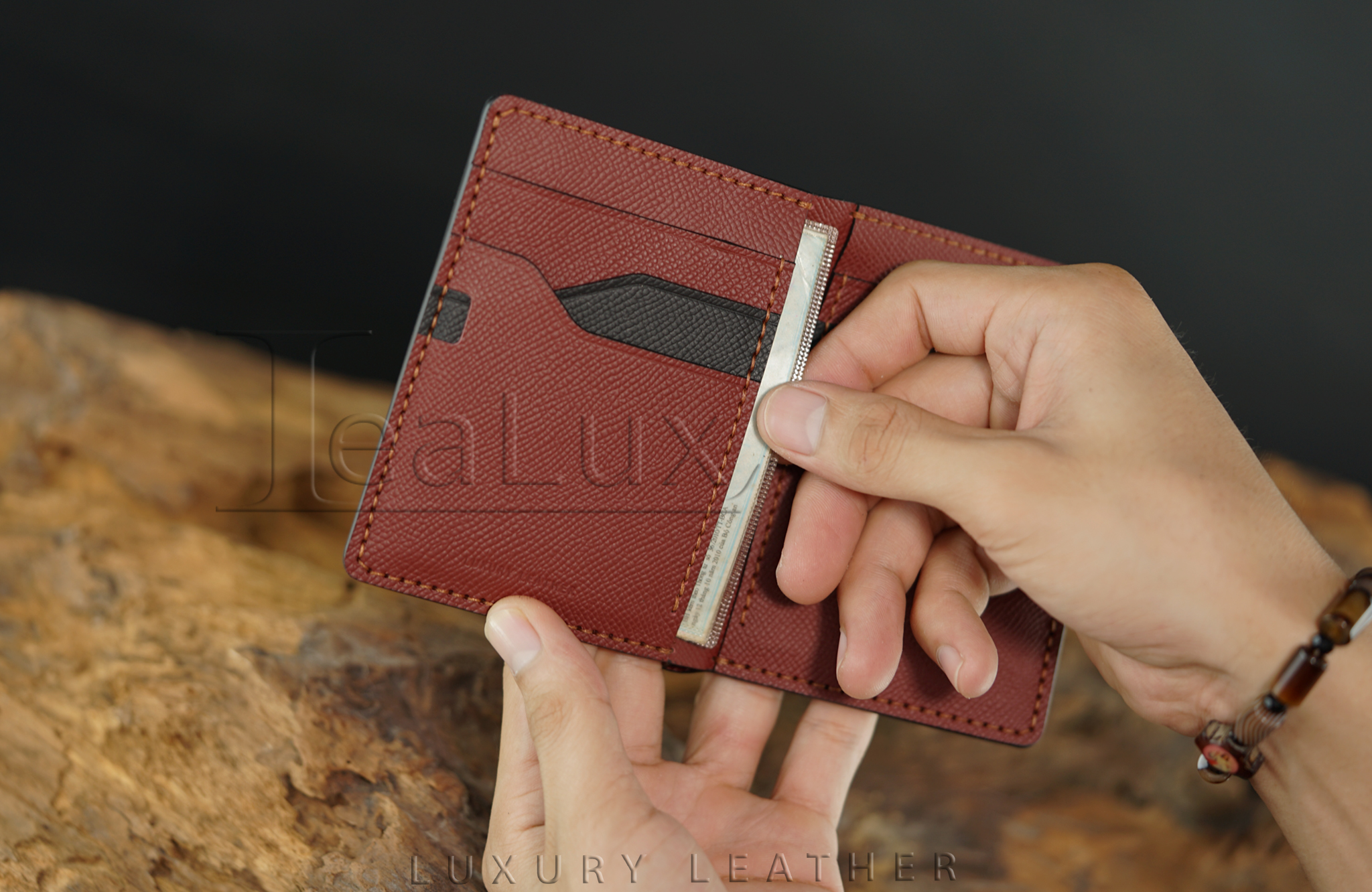 Hình ảnh Ví Da Epsom Dáng Đứng Handmade Lealux Epsom Wallet 3