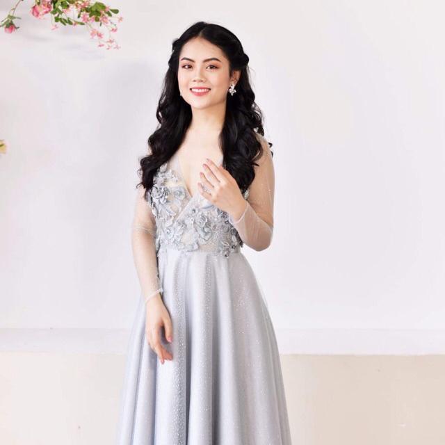 Đầm Maxi xoè dự tiệc kết hoa nổi SANG TRỌNG - MS150V - Size M/L đến 58kgMM MM