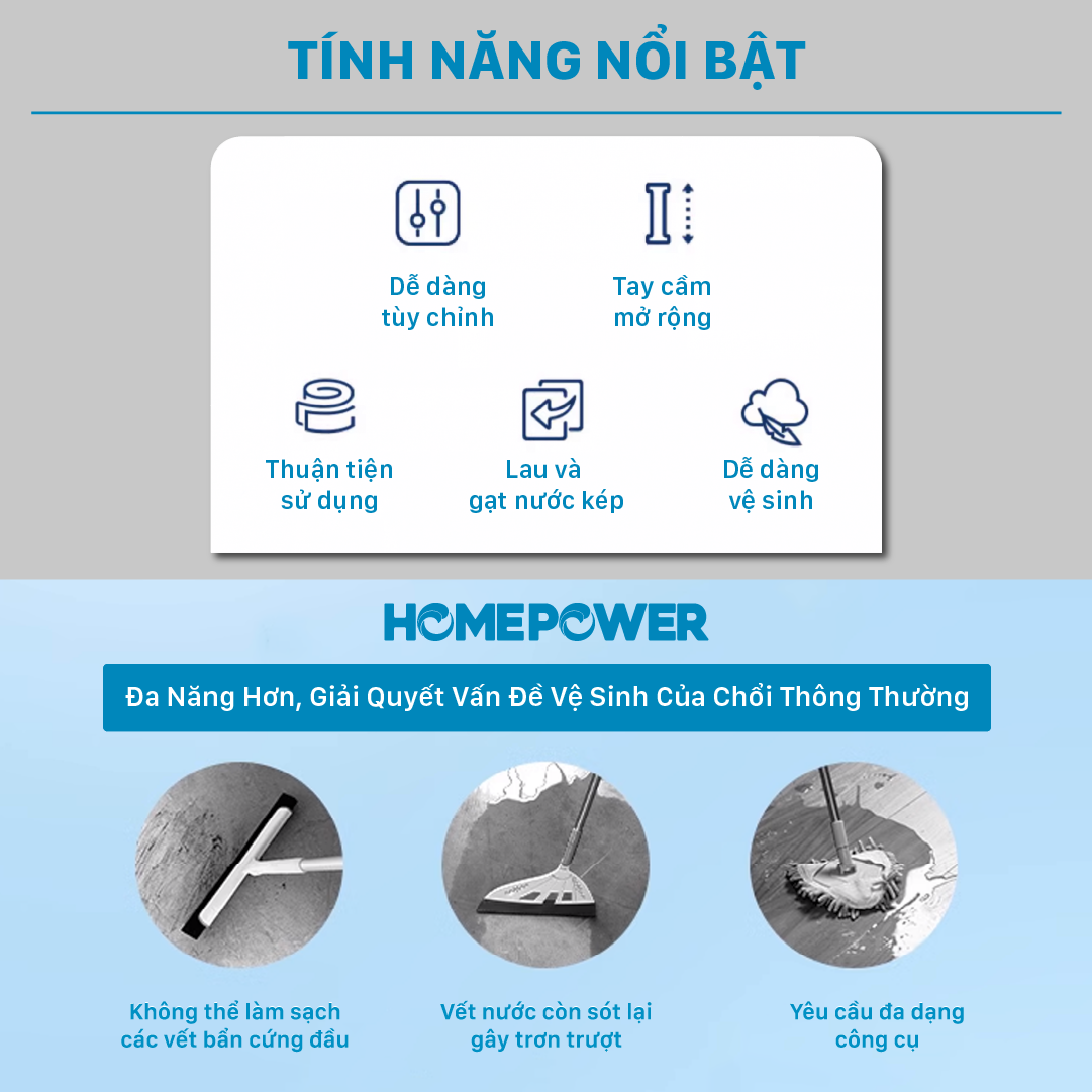 Cây Lau Kính Gạt Nước Homepower HK-01, Cây Gạt Kính Thông Minh Đầu Lau Đàn Hồi