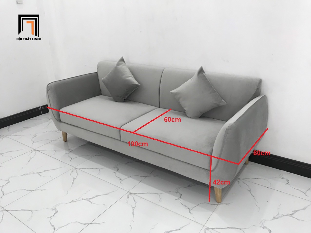 Ghế sofa băng nhỏ gọn CV xám trắng nhiều kích cỡ