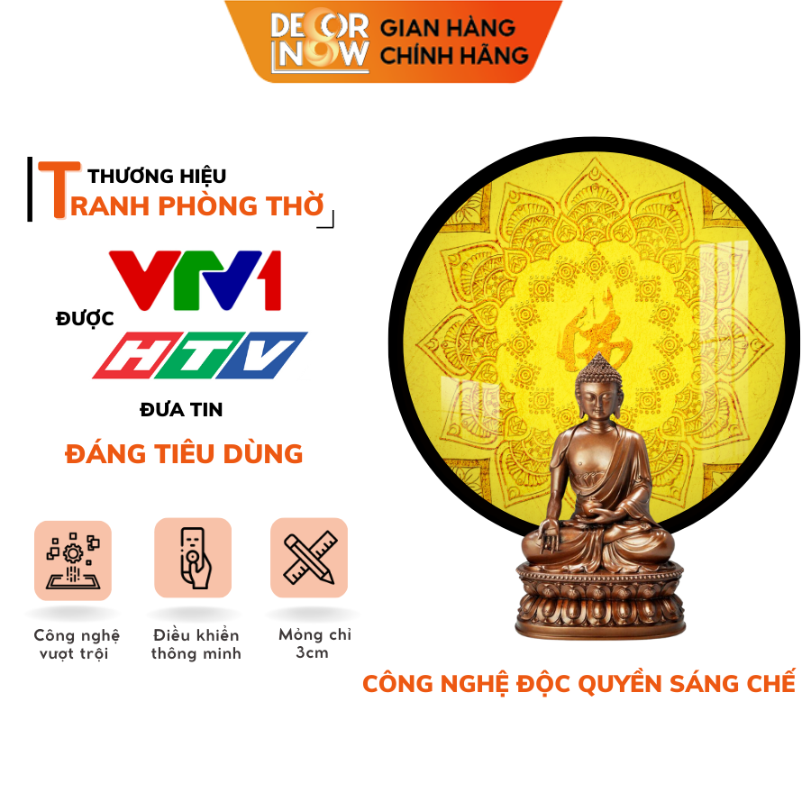 Đèn Hào Quang Phật In Tranh Trúc Chỉ DECORNOW 30,40 cm, Trang Trí Ban Thờ, Hào Quang Trúc Chỉ HÌNH CHỮ DCN-TC2