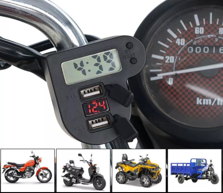 Đồng hồ báo giờ 3in1 kèm sạc nhannh hàng cao cấp gắn được các loại xe rất tiện dụng
