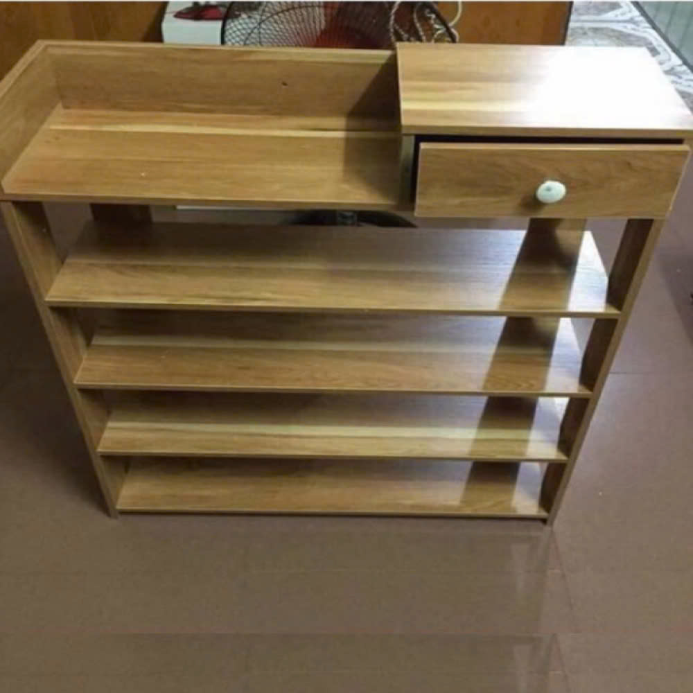 Kệ giày bằng gỗ, A240 kiểu đứng 5 tầng, cao 80cm x rộng 60cm x sâu 24cm, gỗ tự nhiên được xử lý chống mối mọt