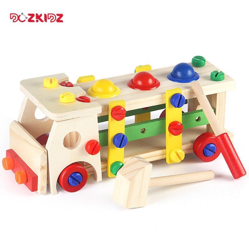 Đồ chơi gỗ vận động - Ô tô lắp ráp kết hợp đập bóng - DOZKIDZ