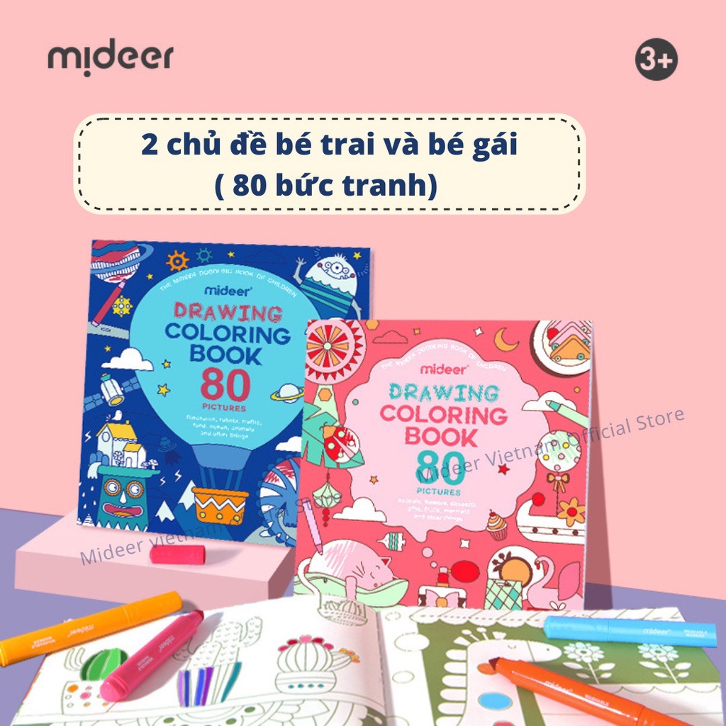 Đồ chơi thủ công 80 bức tranh tô màu cho bé Mideer Drawing Coloring, đồ chơi sáng tạo cho bé 2,3,4,5,6 tuổi