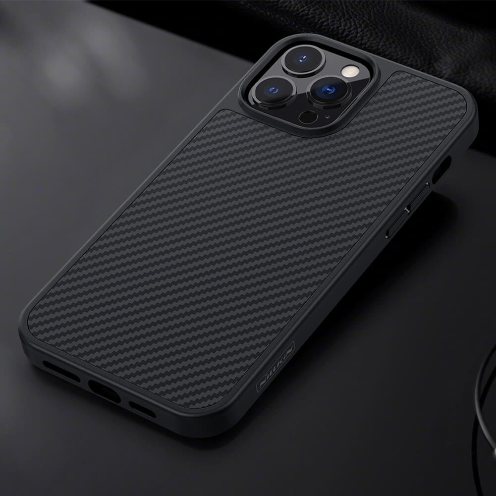 Ốp lưng chống sốc siêu mỏng cho iPhone 13 Pro Max chất liệu vân carbon cao cấp hiệu Nillkin Synthetic fiber - Hàng nhập khẩu