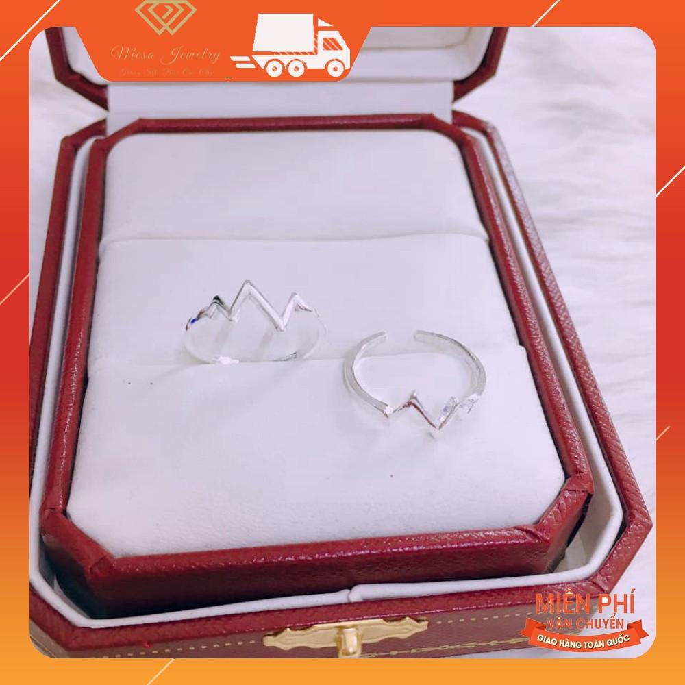 NHẪN NỮ BẠC TA NHỊP TIM DẠNG HỞ DÀY DẶN