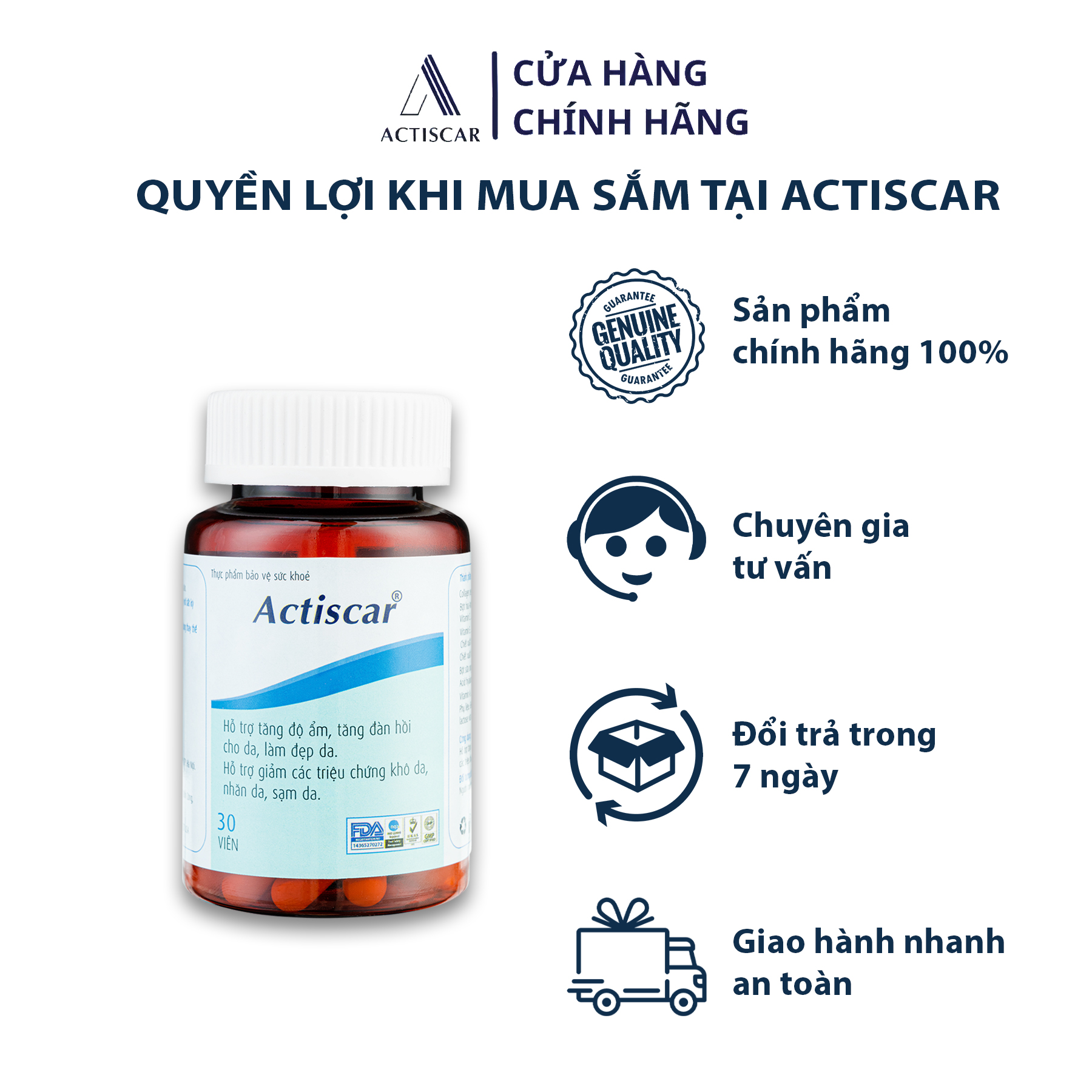 Viên Uống Làm Mờ Sẹo Actiscar Xóa Sẹo Thâm Lồi, Lõm, Bỏng Bô, Thủy Đậu, Sẹo thâm mụn lâu năm