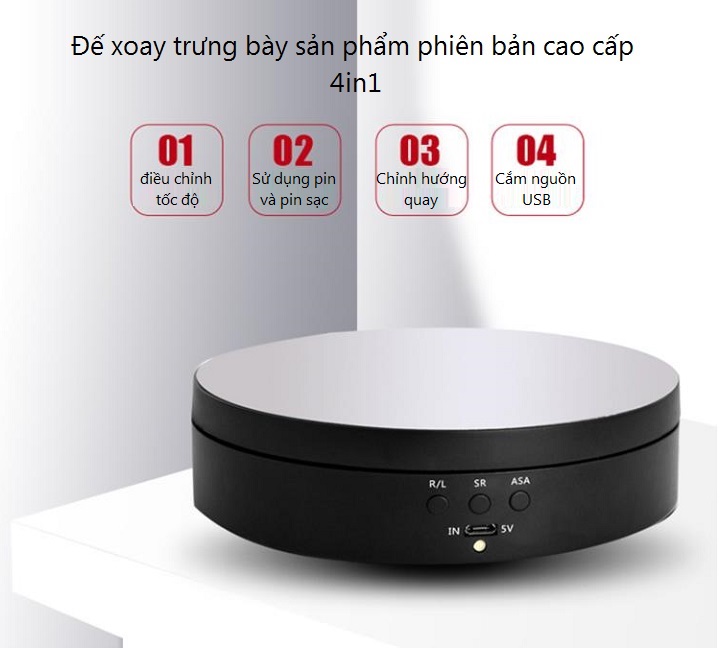 Đế xoay đường kính 13,8cm decal trang trí trang sức, phụ kiện tải trọng 3kg sạc điện ( Tặng bộ trang trí dạ quang phát sáng hình con bướm )