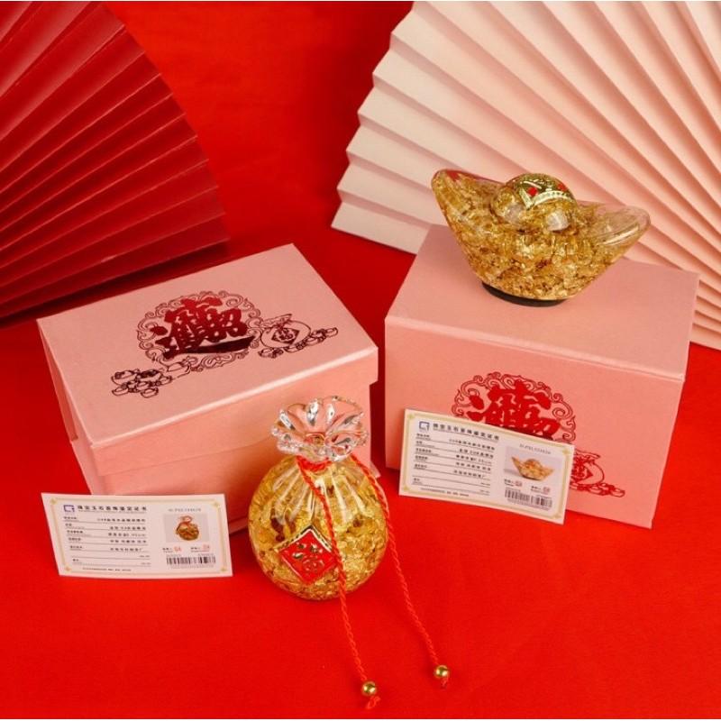 Thỏi vàng túi vàng phong thuỷ có hộp đựng