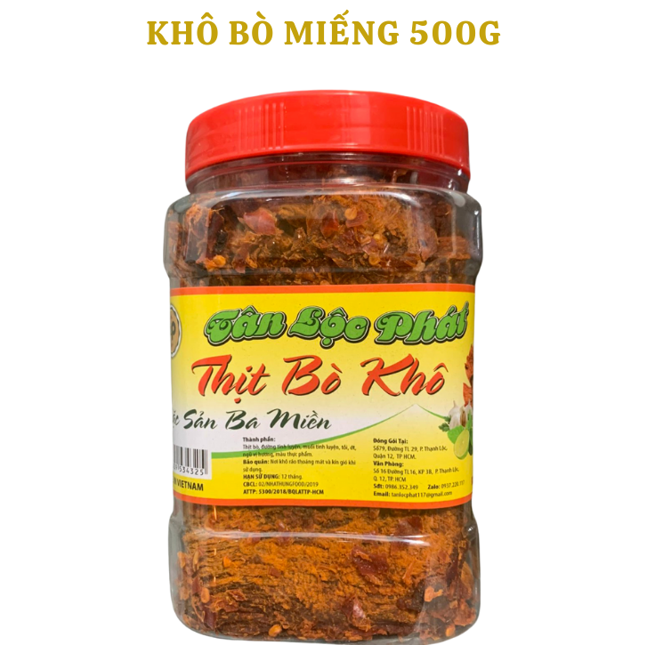 KHÔ BÒ MIẾNG TÂN LỘC PHÁT COMBO 600G - MỖI HŨ 300G