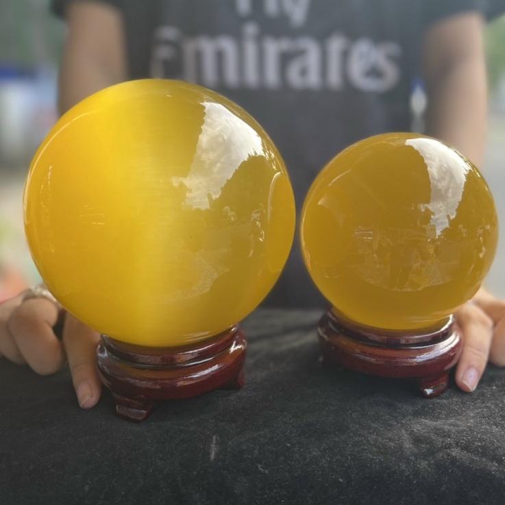 Bi Cầu Đá , Quả Cầu Đá Phong Thủy, Bi Cầu Mắt Mèo - Đường Kính 15cm